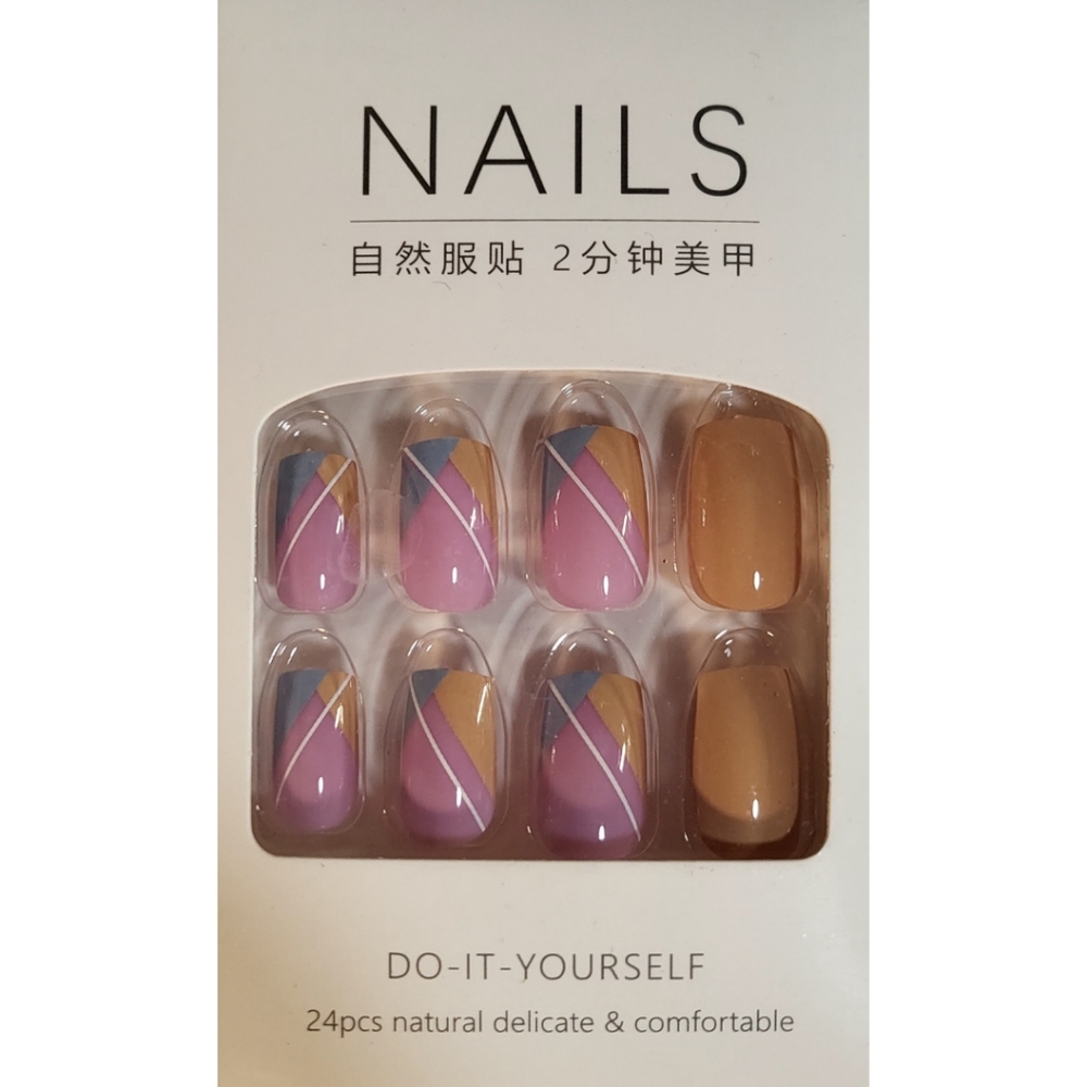 Purple & Tan - Press-on Nails - 24pcs